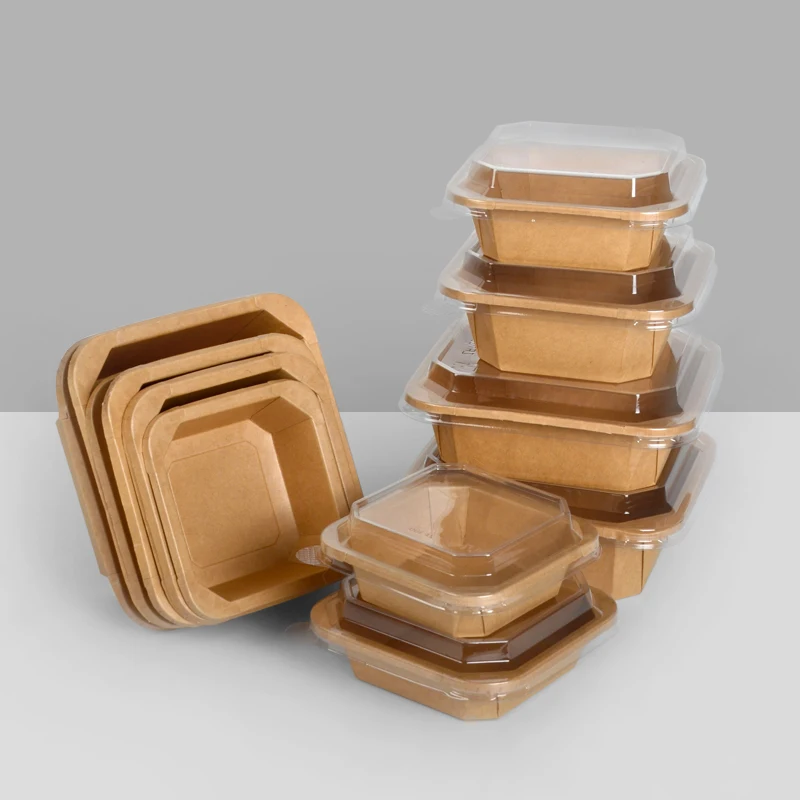 SenAng Custom cheap Packing Boxes New Product Square Hot Food Take out Rice packaging Kraft Paper Octagonal Bowl