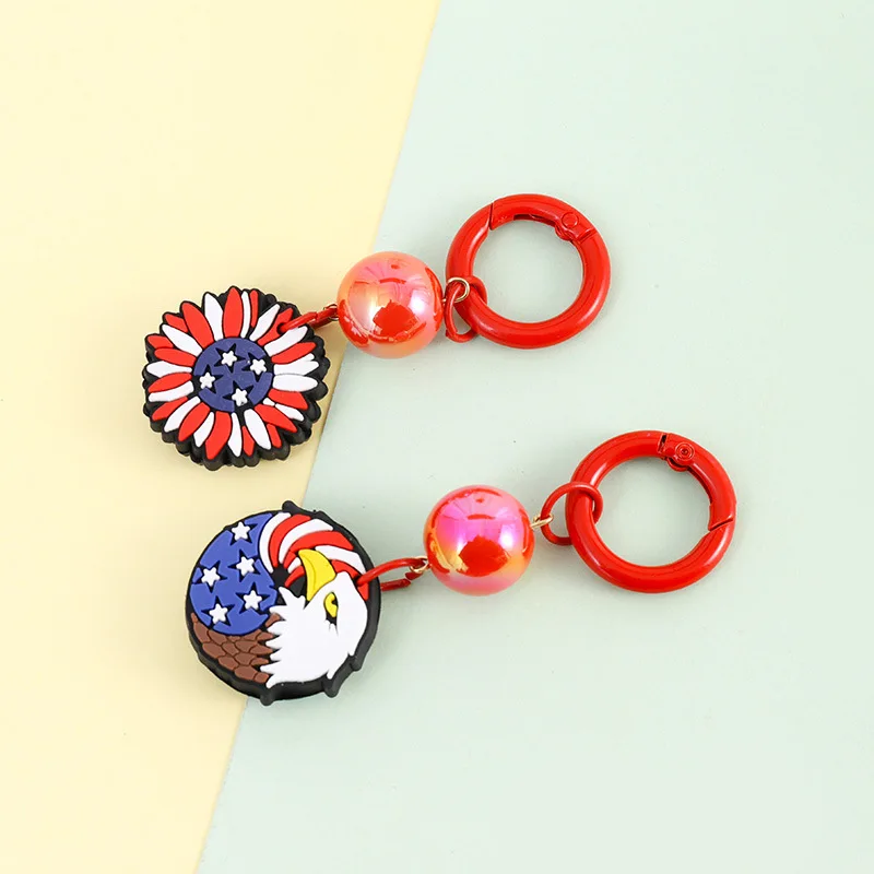 Star Spangled Banner Round Eagle Flower Key Chain schoolbag mobile phone pendant key chain anime animation peripheral pendant