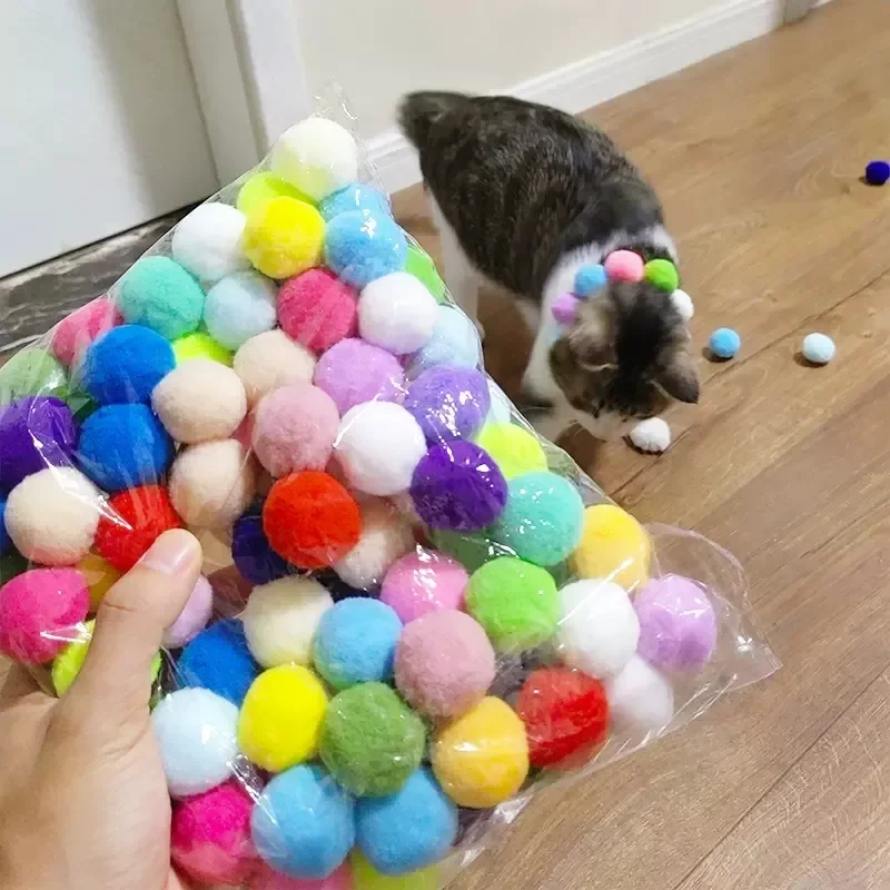 Interactive Launch Training Cat Toys Creative Dog Training Toys Kitten Mini Pompoms Games Stretch Plush Ball Toy Cat Products