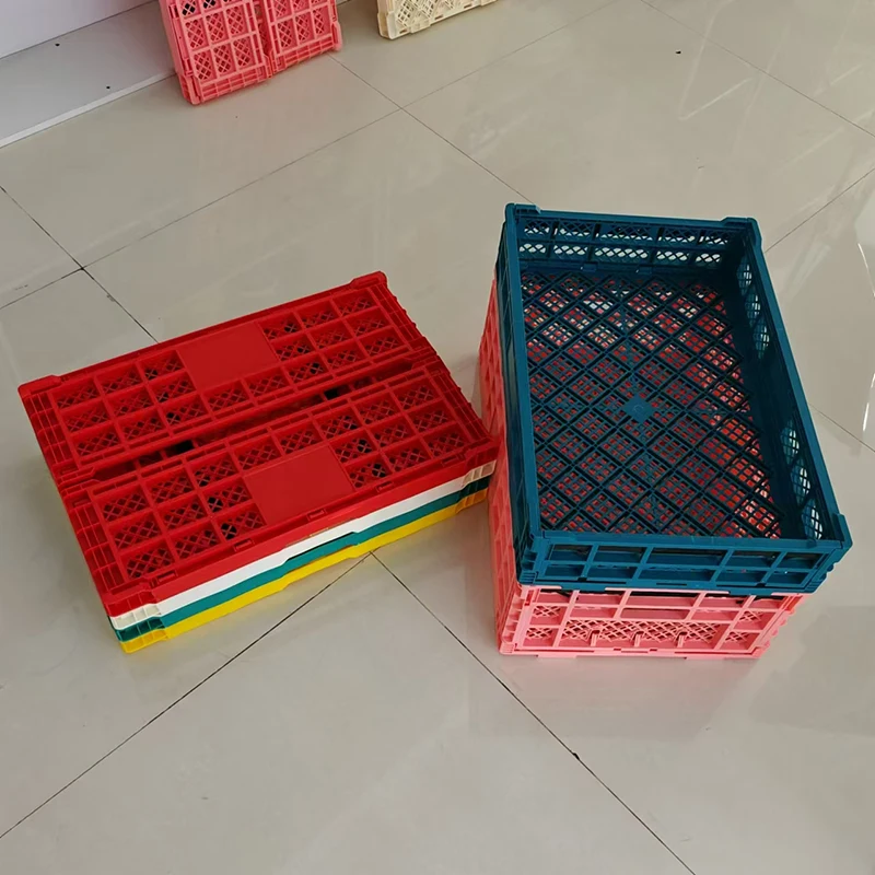 Agriculture HDPE Plastic Foldable Folding Vented Collapsible Fruit And Vegetable Storage Stackable Folding Crate