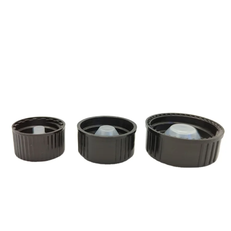 Black Boston Bottle Plastic Cap 20mm Phenolic Bakelite Lid Polycone Caps for Essential Oil Bottle
