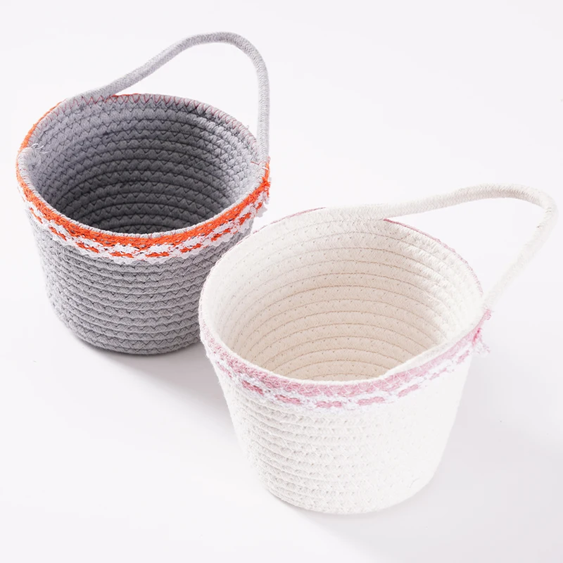 Wholesale straw basket woven seagrass natural rattan handmade storage basket round with lid and handles