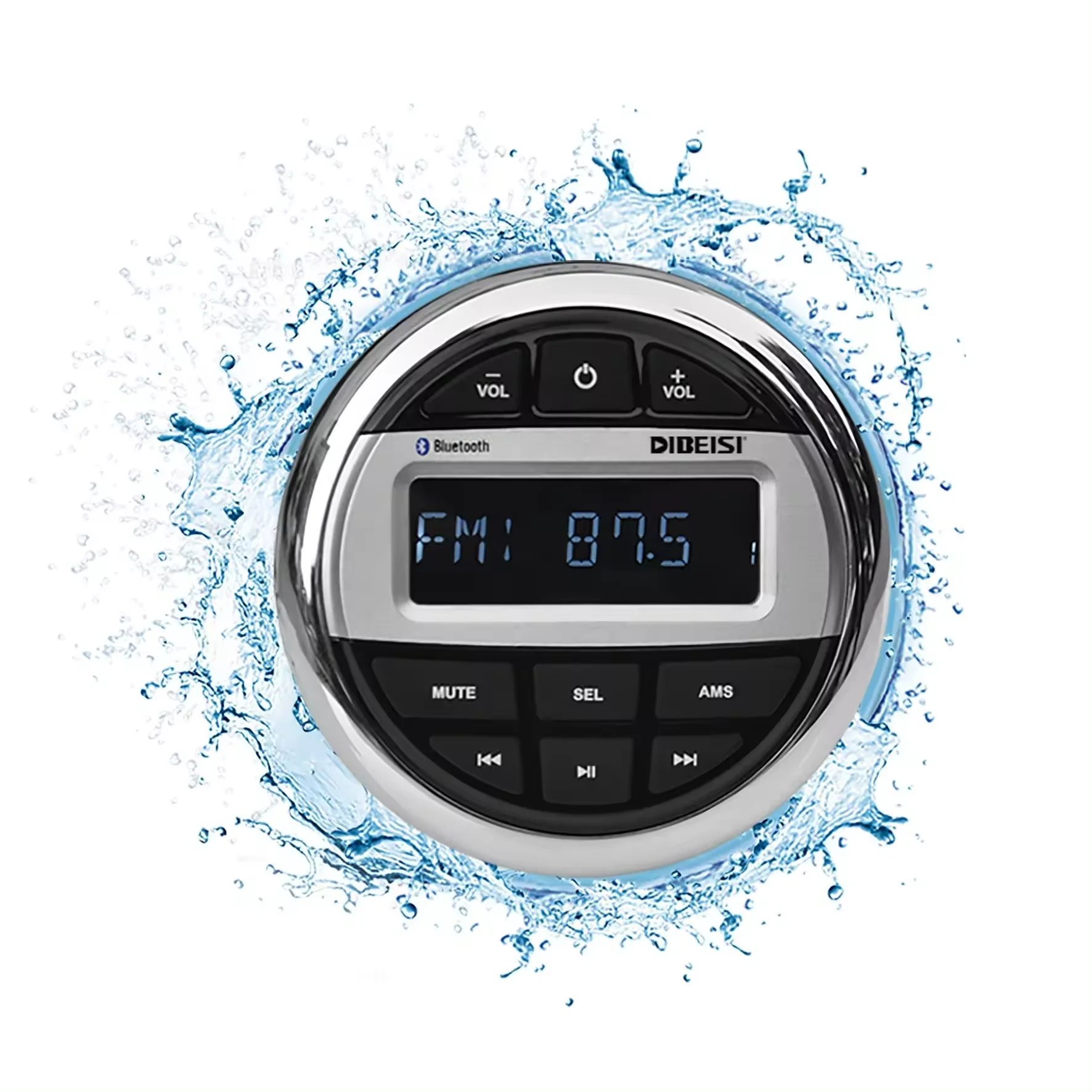 Marine Gauge Hole Receiver USB Radio Wired Remote Receiver System With Waterproof BT Audio FM AM Marine Stereo