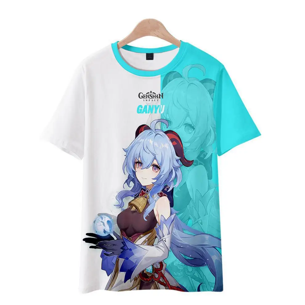 
Drop Shipping Unisex Cloth 3D Digital Printing GENSHIN Game Cartoon Women Men Short Sleeve T-Shirt 