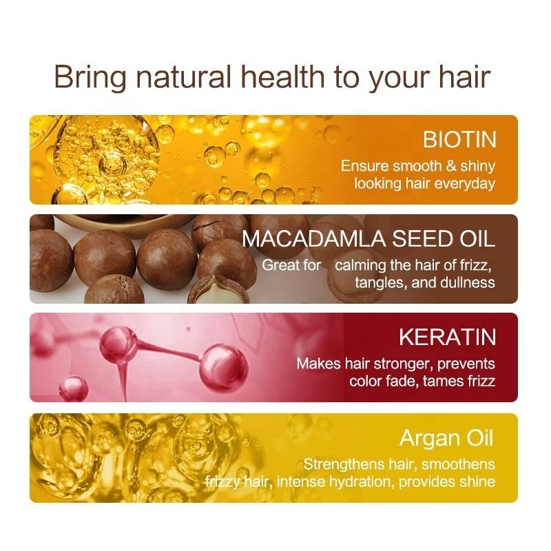 Customize Logo Ekber Macadamla Seed Oil Deep Moisturizing Biotin Argan Oil Nutrition Treatment Hair Mask