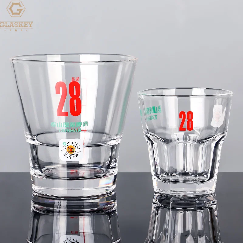 Custom Decal Glass Beer Mug With Handle Beer Tasting Glass Short Glass Cups For Beer