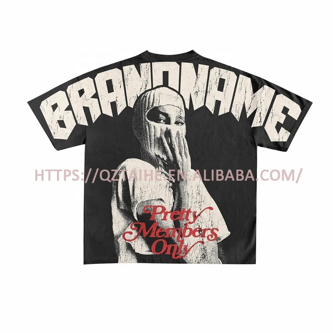 2024 graphic t shirts 320 gsm t shirt stone washed thick collar t shirt for men low moq