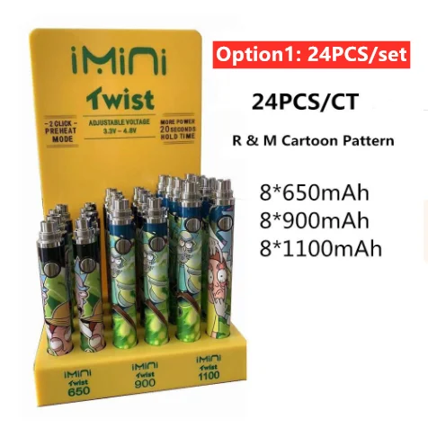 
350mAh 650mAh 900mAh 1100mAh 1300mAh Preheating function vape battery twist voltage 510 cbd cartridge vape pen battery 