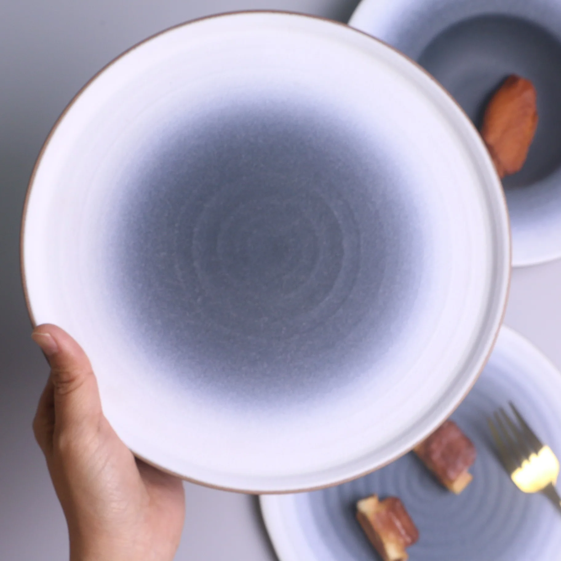 Japandi frosted matte round dishes cheap ceramic plates tableware set japanese products tableware restaurant  cookware kitchen