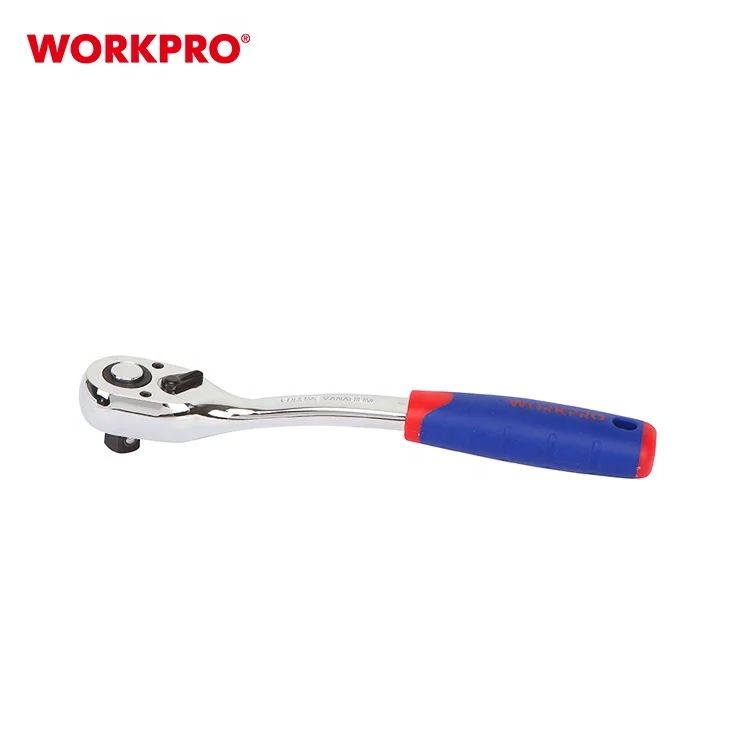 WORKPRO 1/2-Inch Drive x 8-Inch Quick Release Ratchet 72T Ratchet Socket Wrench with curved handle
