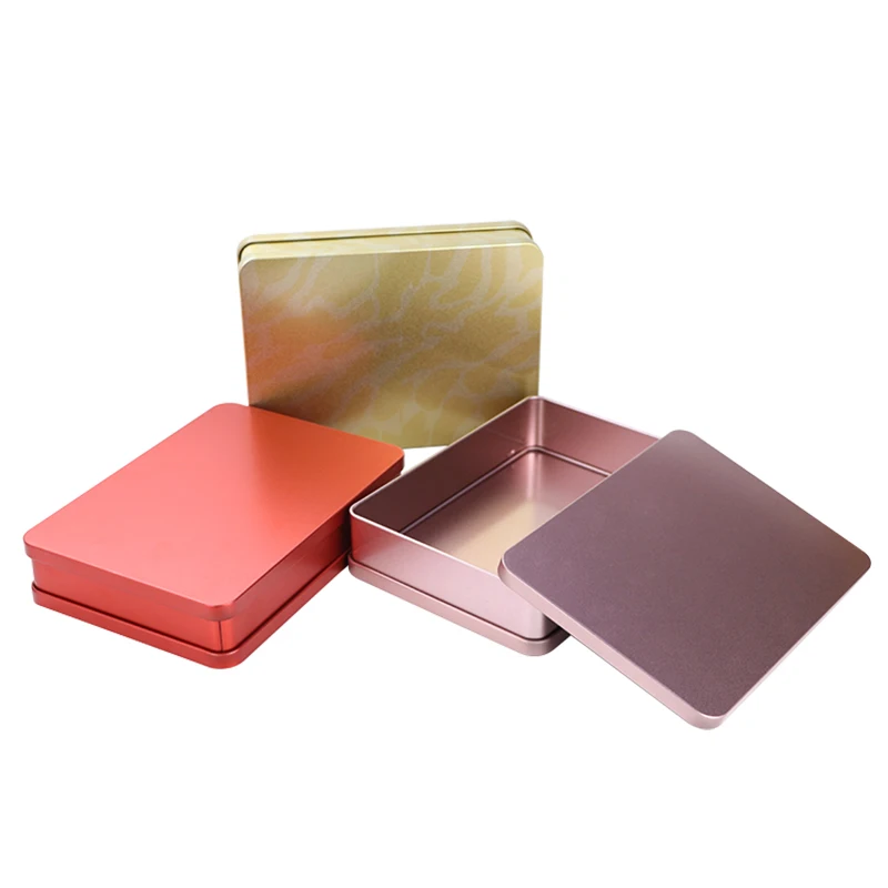 Metal wrapped chocolate biscuit tin rectangular tin box