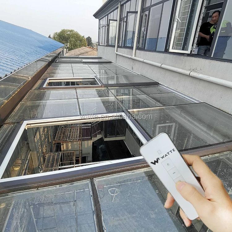Automatic Roofing Top Sunroof Daylighting Ventilation Electric Motorized Sliding Roof Glass Window Skylight With Import Motor