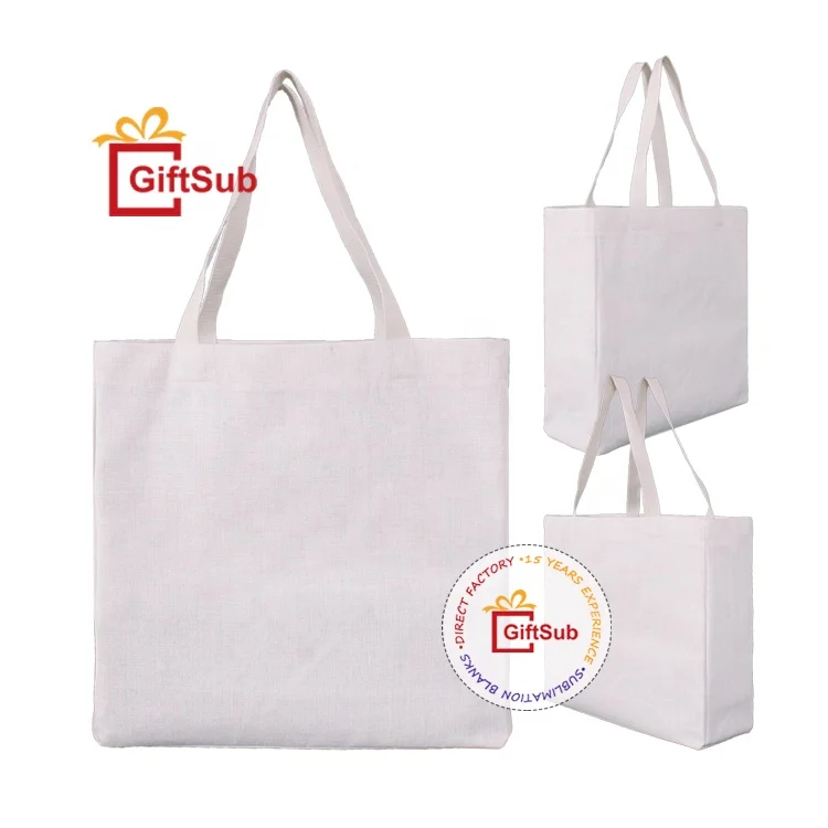 GiftSub High Quality  Linen Sublimation Tote Bag Blank Custom Printed Large Shopping Handbags Polyester Sublimation Tote Bags