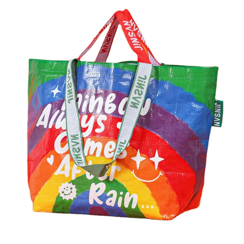 Fashionable Custom Heavy Duty Print Folding Reusable Tote Bag Portable Pp Laminated Large Foldable Grocery Shopping Bags