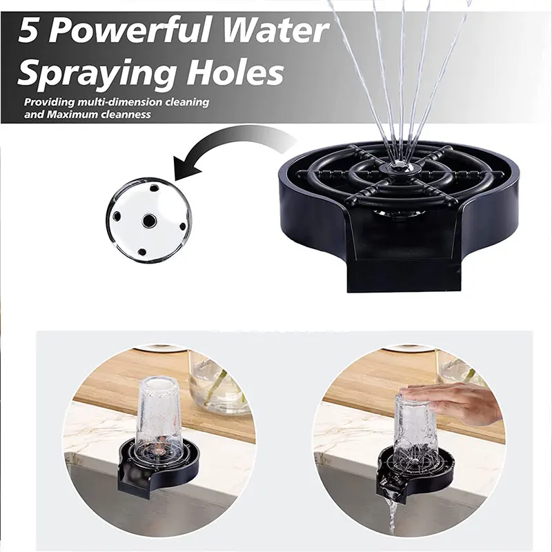 Home Bar Counter Metal High Pressure Rinser ABS plastic Glass Sink Automatic Cup Washer