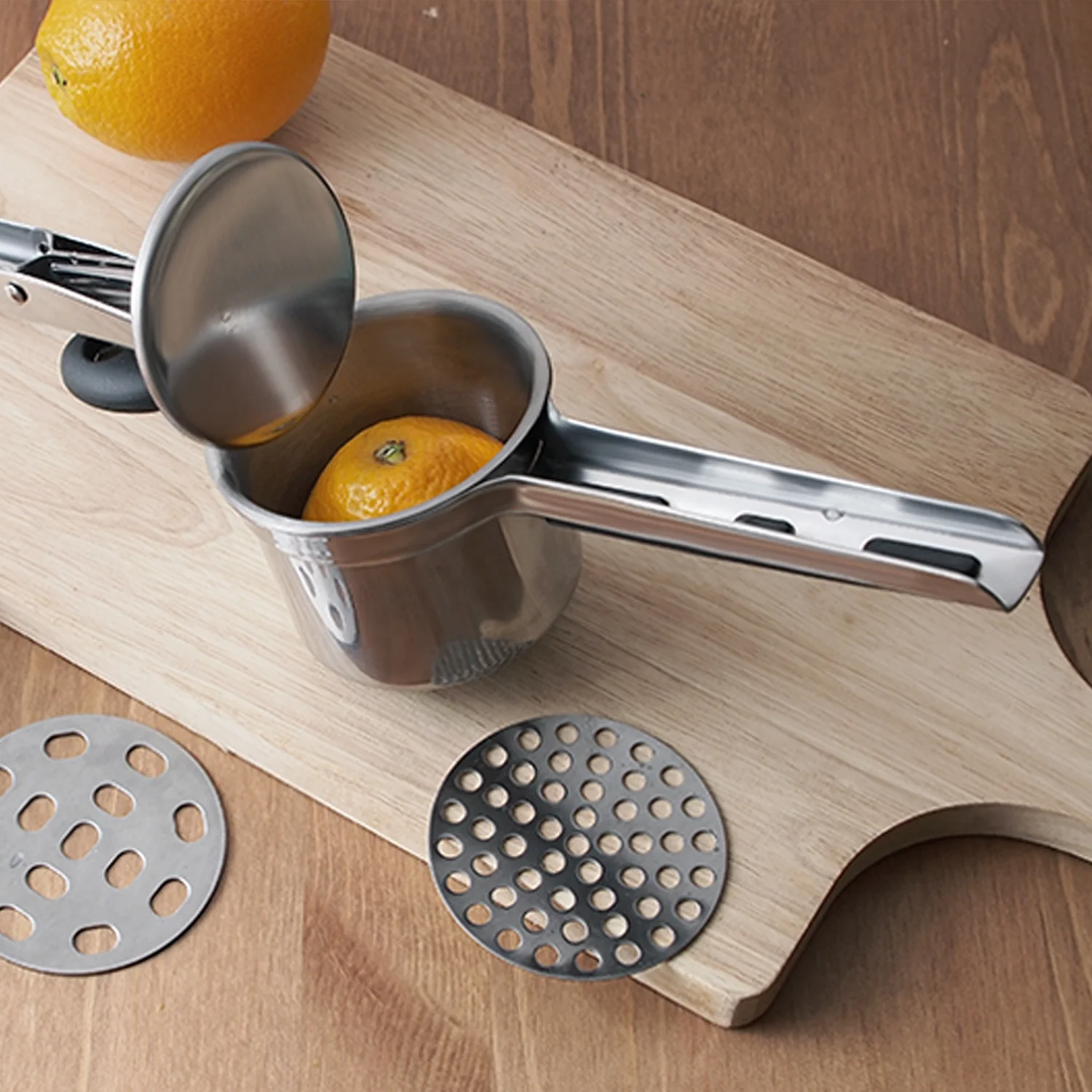 Сверхмощный Картофель Из Нержавеющей Стали, машер для картофеля с 3 сменными тонкими дисками, кухонный инструмент для риса