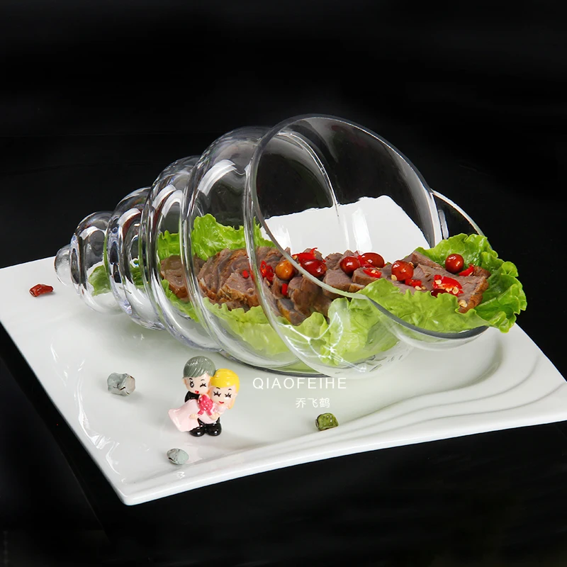 Creative conch shaped transparent borosilicate glass bowl tableware