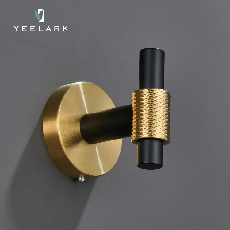 Custom Logo 304 Stainless Steel Brushed Gold Bathroom Accessories Robe Hooks Wall Mounted Towel Keys Hanger Storage Robe Hook