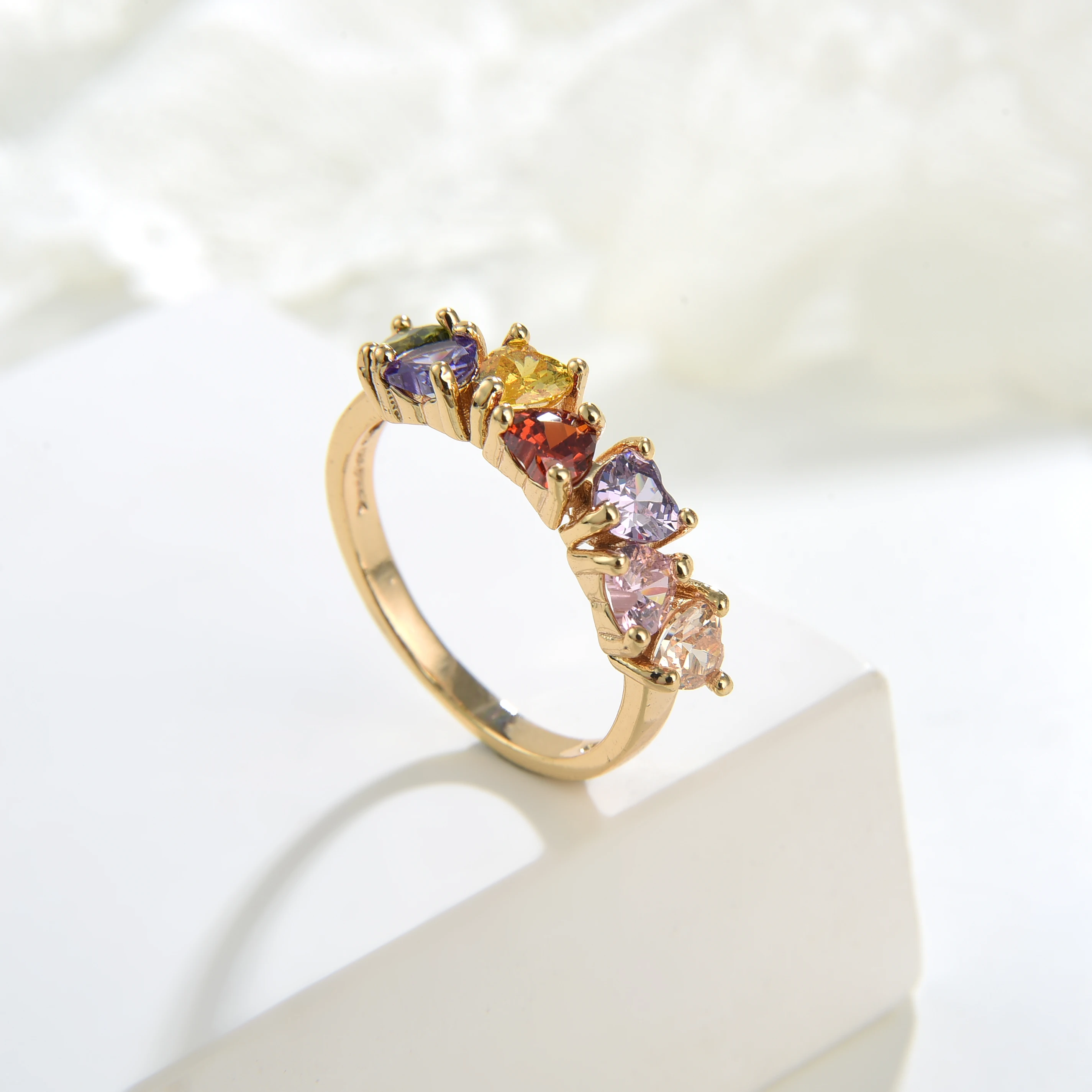 Elfic   oro laminado 14k  ring  jewelry wholesale  Zircon Copper Latest Ring Designs tricolor  for women