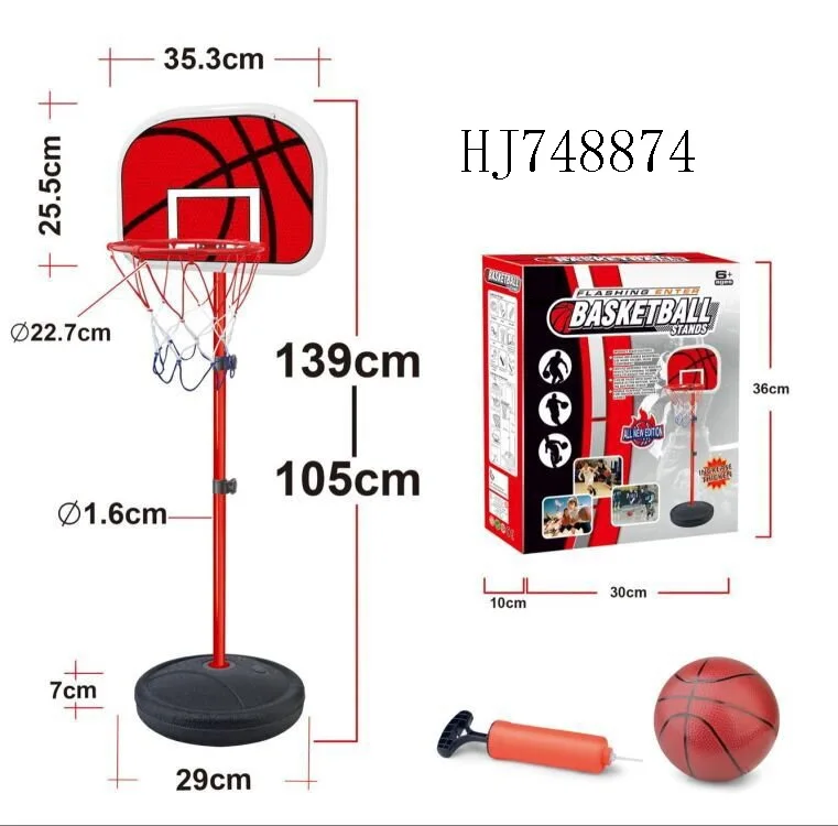 Height Adjustable High Quality Plastic Indoor Kids Toy Basketball With Stand And Hoop For Kids