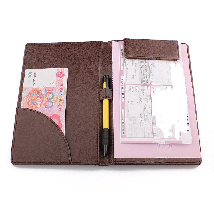 Индивидуальный Логотип Ресторан Держатель чеков PU кожаный меню доски гость проверить папку Билл Примечание рукописного ввода держатель