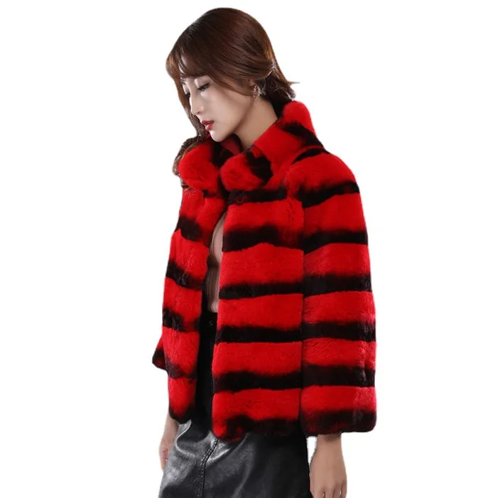 High Quality Faux Rex Rabbit Imitation Totoro Fur Short Jacket Winter Warm Fur Coat With Pocket