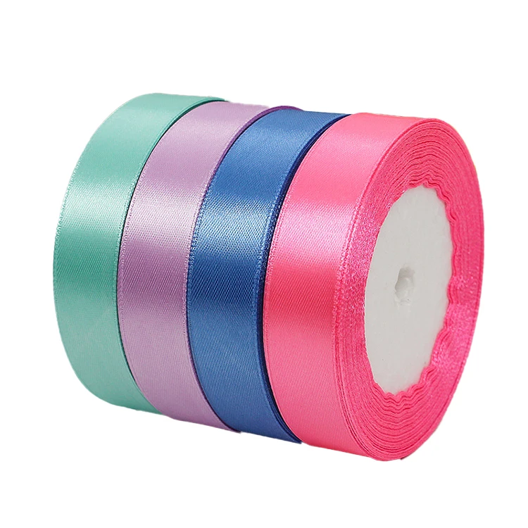 100% Polyester Solid Color 3/4inch satin ribbon for flower decoration box handle rope