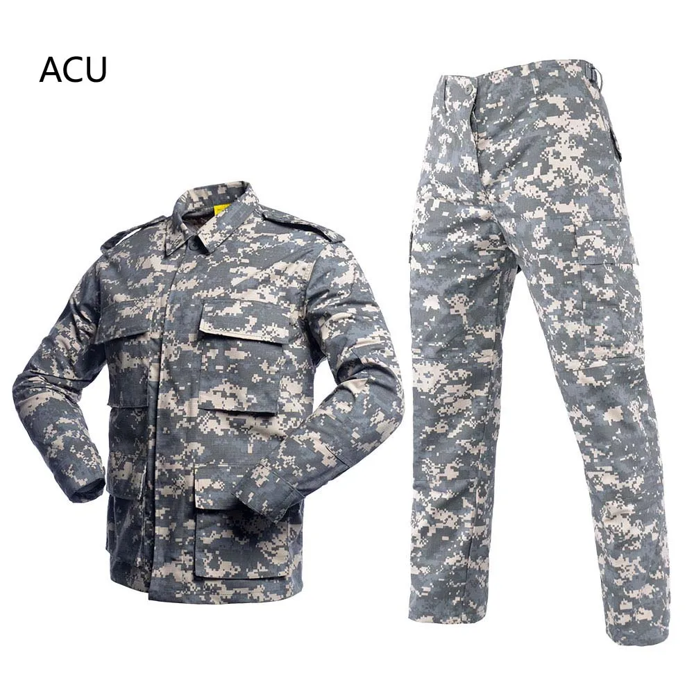 Wholesale Work Training BDU Uniforms Sets Outdoor Rip Top Khaki Camouflage Shirts Cargo Pants Men Tactical Uniform