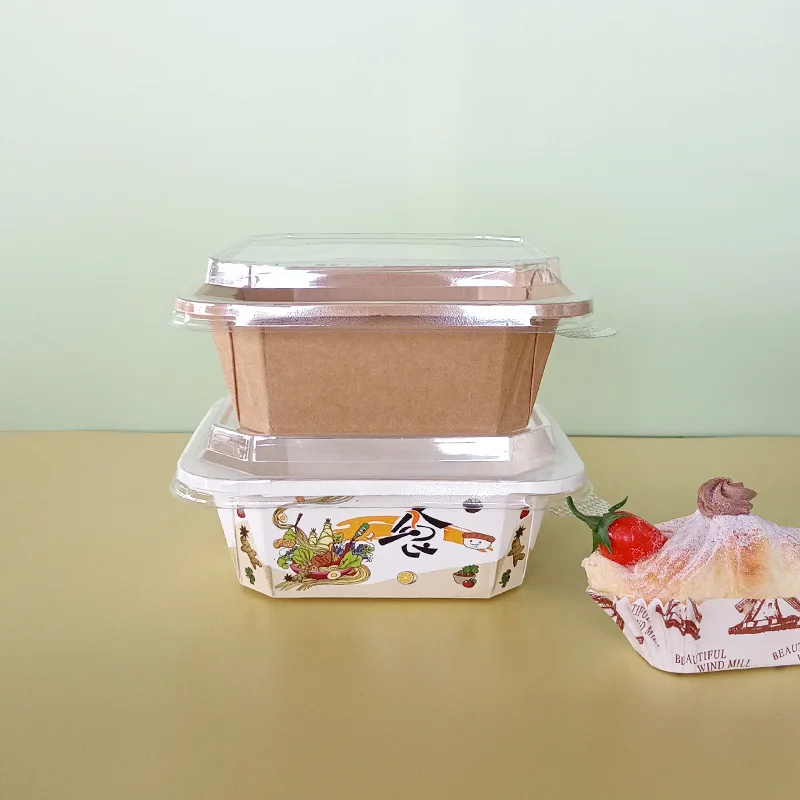 Octagonal Paper Bowl 32oz OEM Logo Print Service Windows Kraft Paper Bowls White Paper Bowl 1500ml