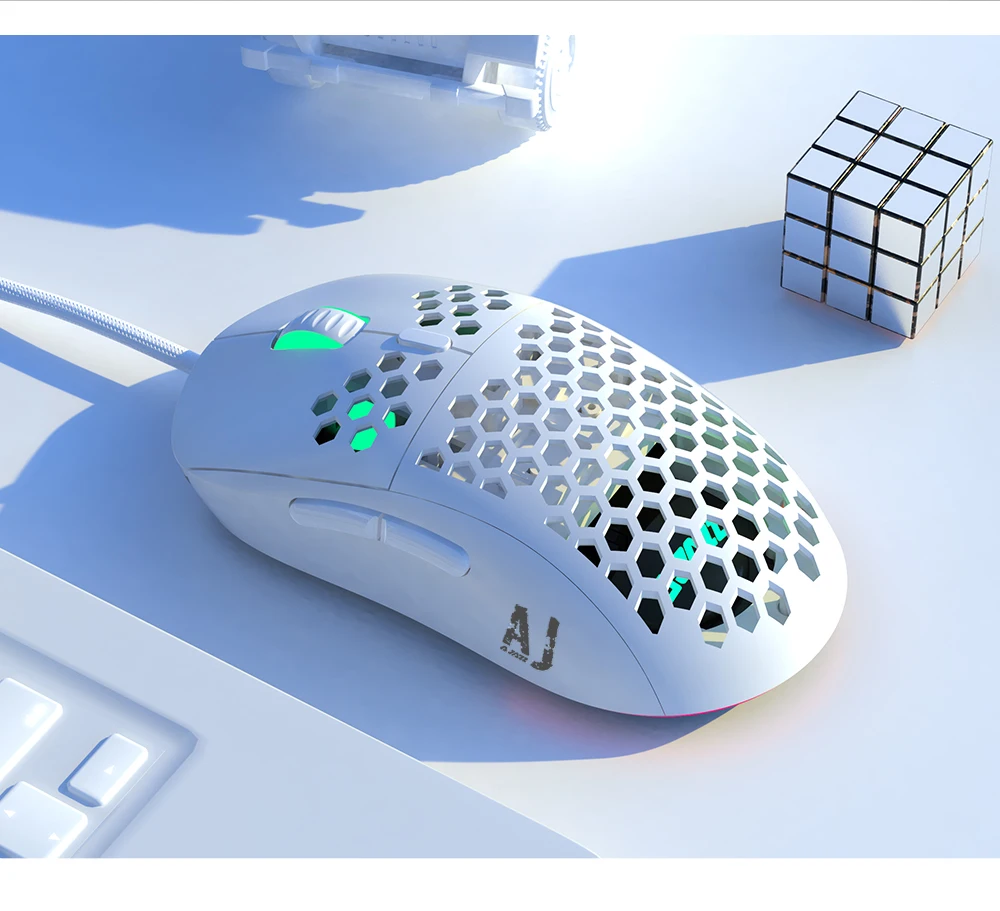 AJAZZ AJ380R Ergonomic honeycomb hollow design 12400dpi lightweight 69g wired USB computer gaming mouse