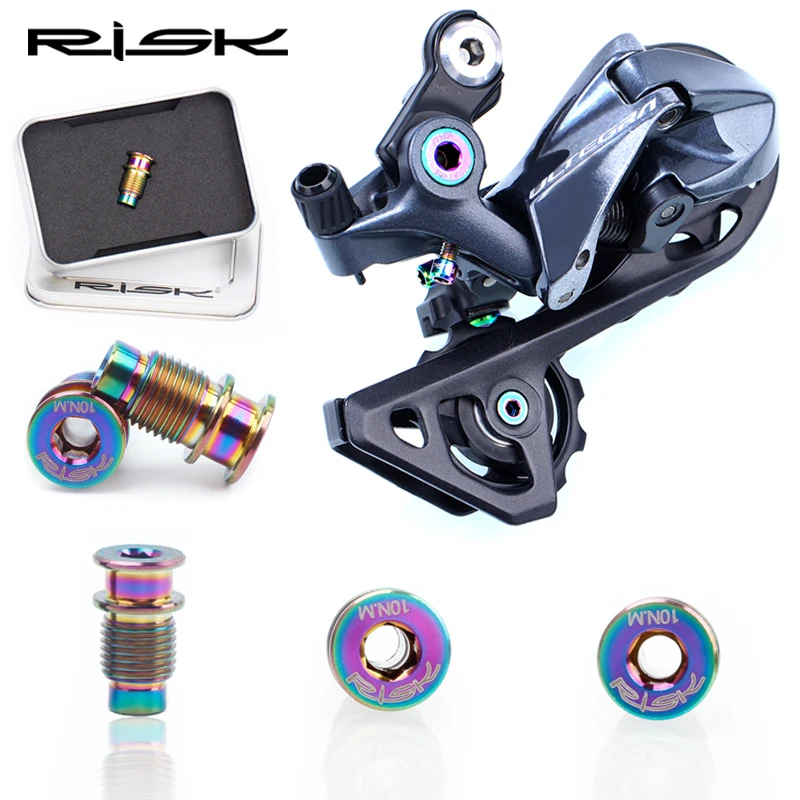 RISK Titanium Road Bike Rear Derailleur Rotation Shaft Fixed Bolts For SHIMANO R8000 Bicycle Derailleur Shaft Fixed UT Screws