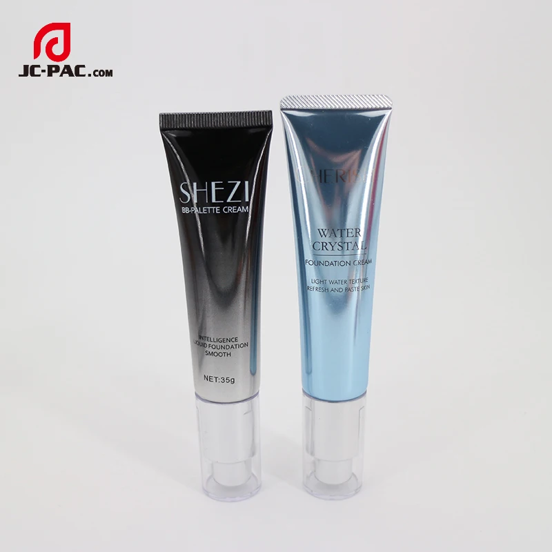 OEM Laser Printing Service Metallic Shiny Airless Pump Tube Aluminum Plastic Black Matte Tube