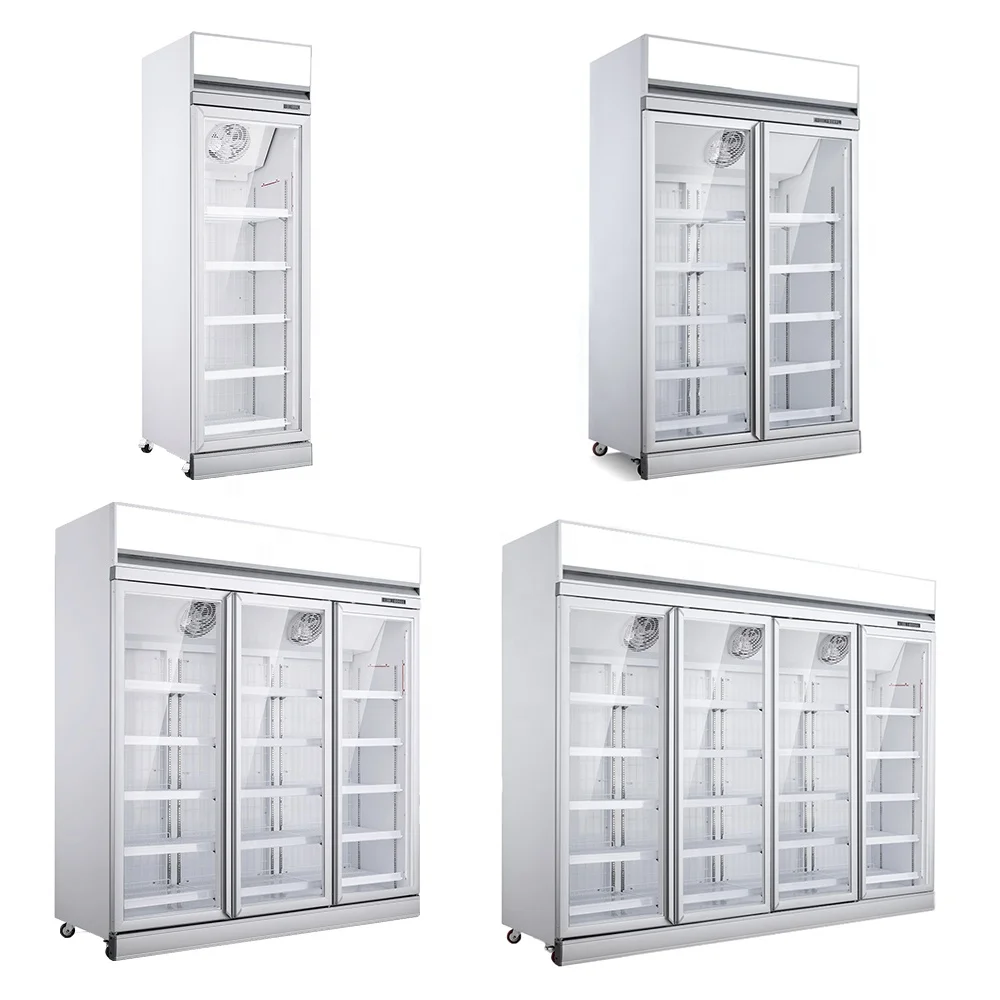 Supermarket Display Refrigerators Upright 3 Door Freezer Commercial