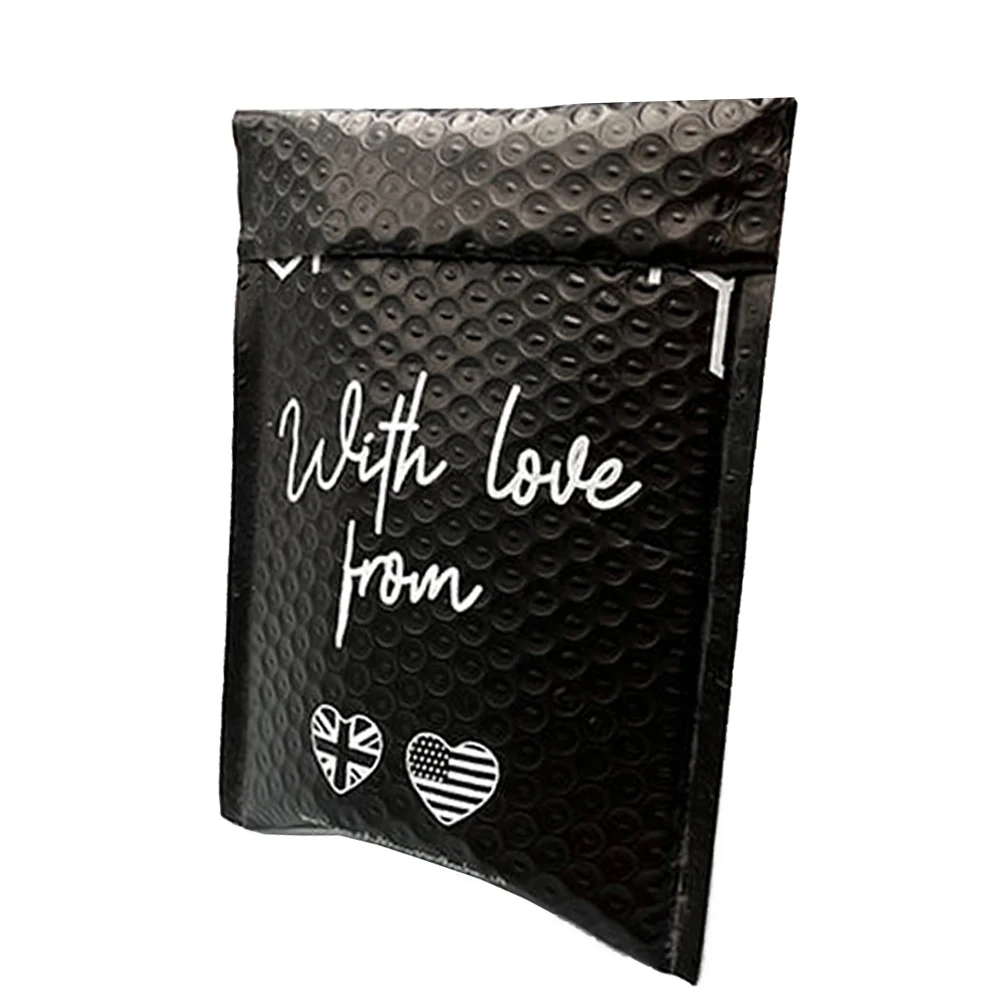 Stock Sizes Waterproof Padded Envelopes Black Bubble Mailers, Customized Logo Self Seal Protective Packaging Poly Bubble Bags