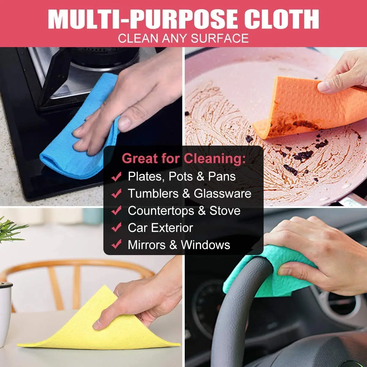 Colorful Swedish Dishcloth Reusable Cleaning Kitchen Sponge Cloth Wood Pulp Cotton Super Absorbent Drying Eco-Friendly Non-woven