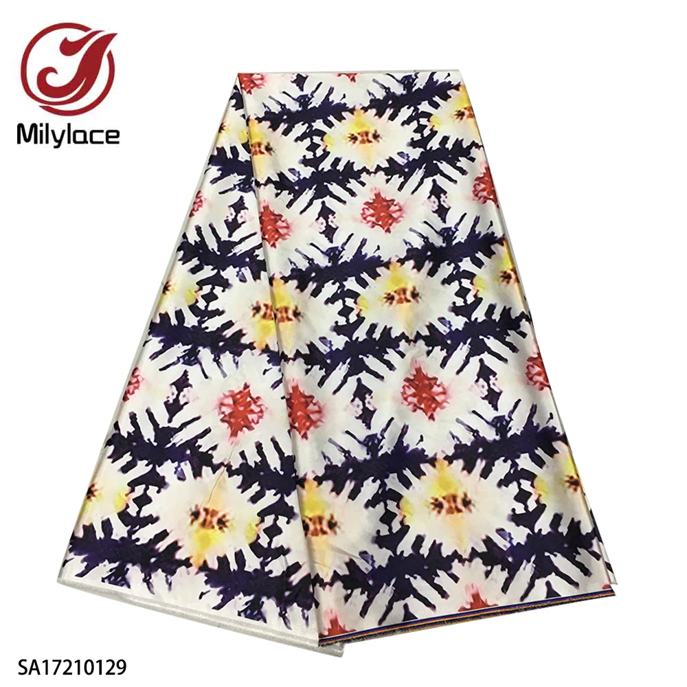 Wholesale Kente Design Polyester African Wax Print Satin Fabric For Dress