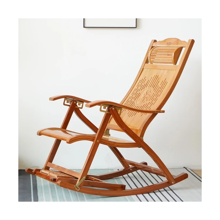 Middle and new style folding chair for the elderly living room chair bamboo rocking chair