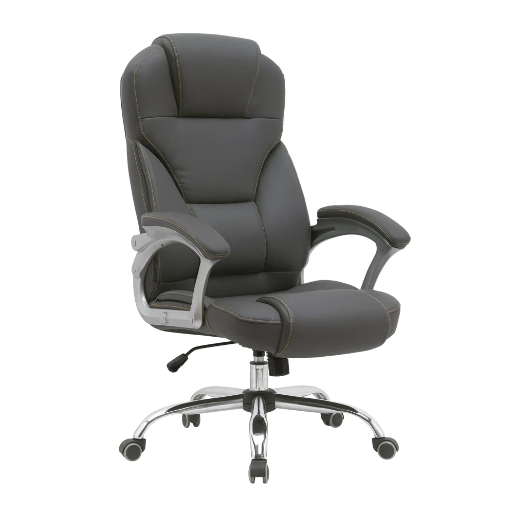 Эргономичное офисное кресло с высокой спинкой из искусственной кожи
