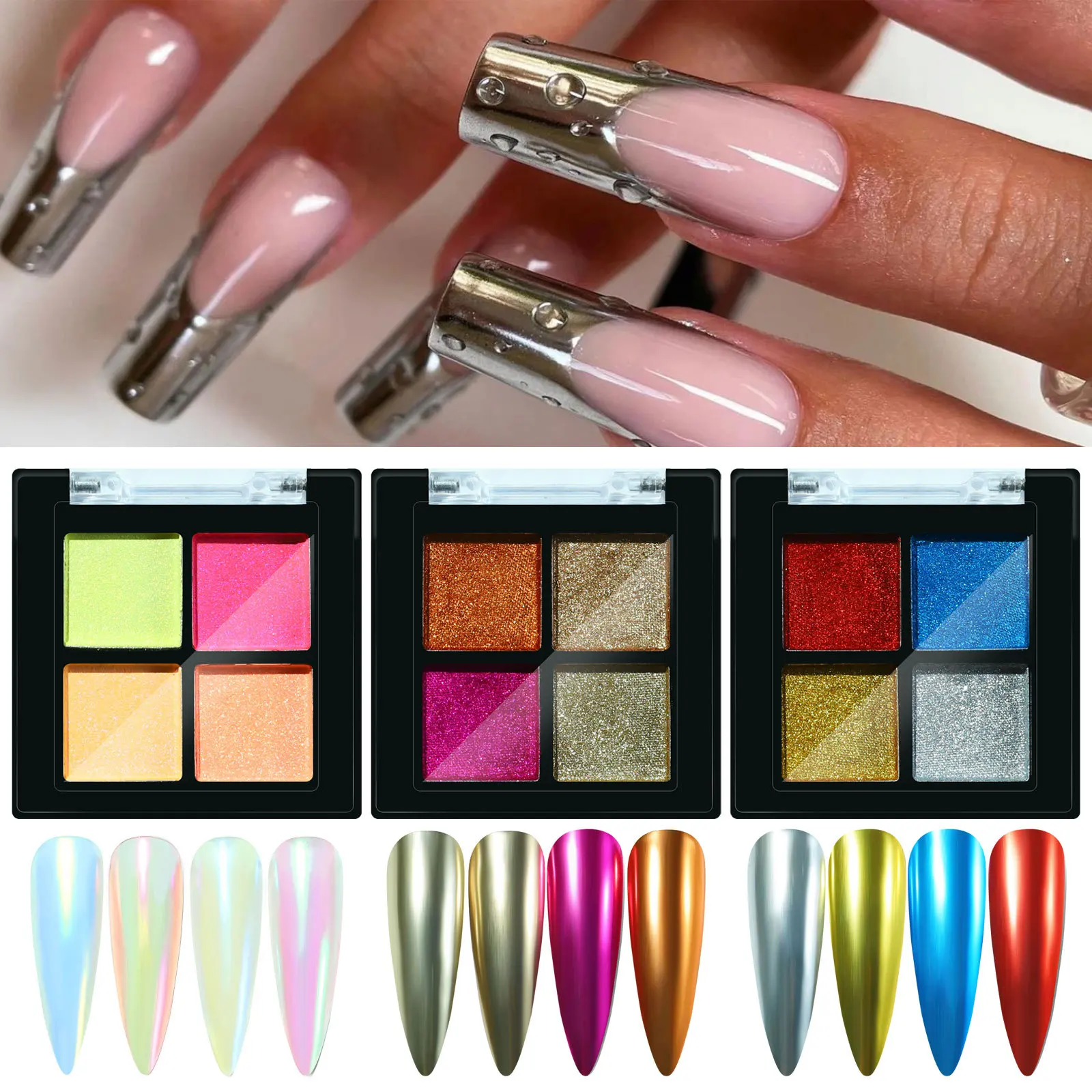 4 color Solid Magic Mirror Powder 4 color Mirror Super Flash nail powder for women girlfriend