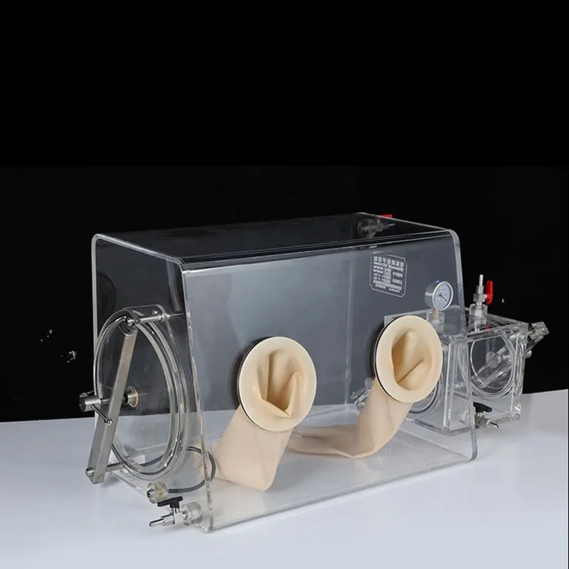 Acrylic plexiglass vacuum transparent hermetically isolated dust-proof inert gas glove box for Sale