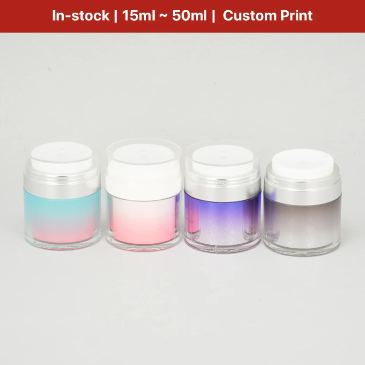 Custom Luxury 15g 30g 50g 50 ml 50 g Plastic Container Empty Cosmetic Empty Acrylic Airless Cream Pump Jar With Box Packaging