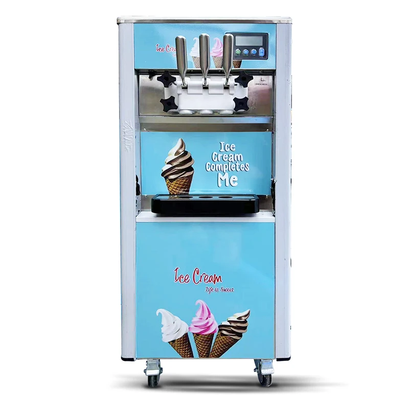Hot Selling Commercial Automatic Soft Ice Cream Maker 3-Flavor Kitchen Equipment New Business Sale Assorted Milk Chocolate