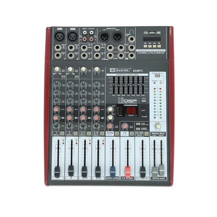 8 channel usb interface controller power mixer effect sound console power mixer amplifier
