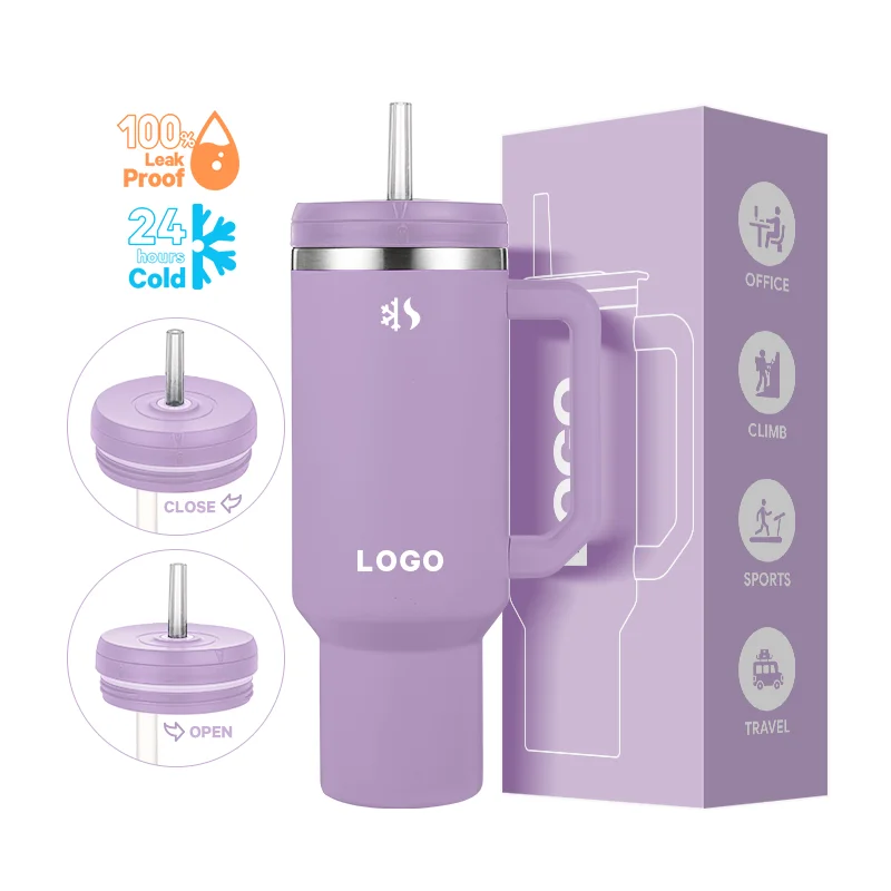 Promotional 40oz Sports Insulated Tumbler Double Wall Stainless Steel Coffee Beer Mug With Leakproof Rvolvable Lid