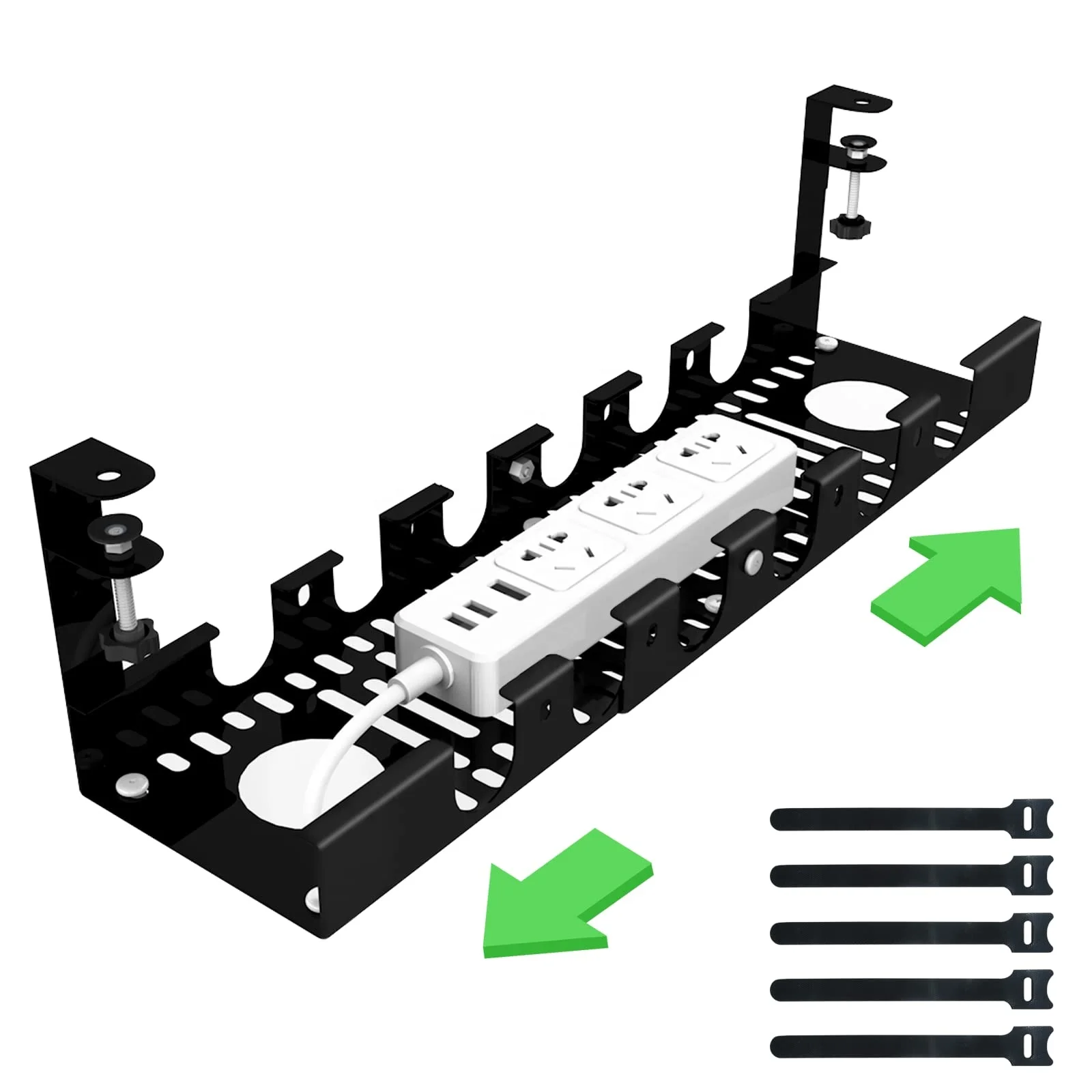 Under Desk Cable Management Tray No Drill - Under Desk Cable Organizer for Wire Management