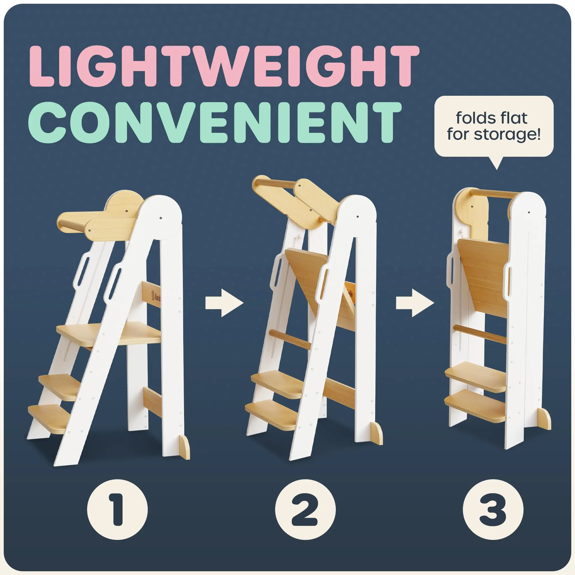 Hot selling Toddler Kitchen Stool Helper Toddler Chair Tower with 3 Height Adjustable Step Stool Kids Learning Tower