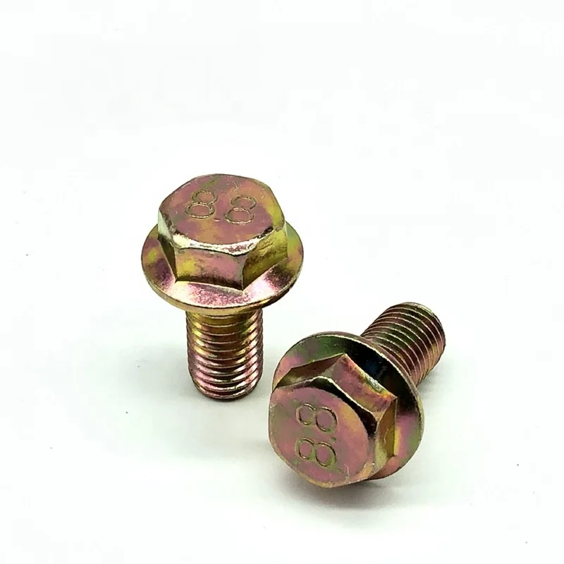 Din6921 Hot Dip Galvanized Color Hex Flange Bolt Hexagon Bolt 8.8 Flange Bolt