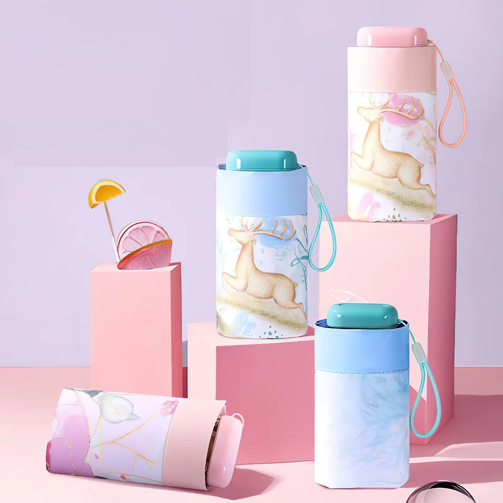 Lotus OEM New Design Pocket Promotional Capsule Parasol Portable UV Small Foldable Mini 5 Folding Custom Logo Umbrella