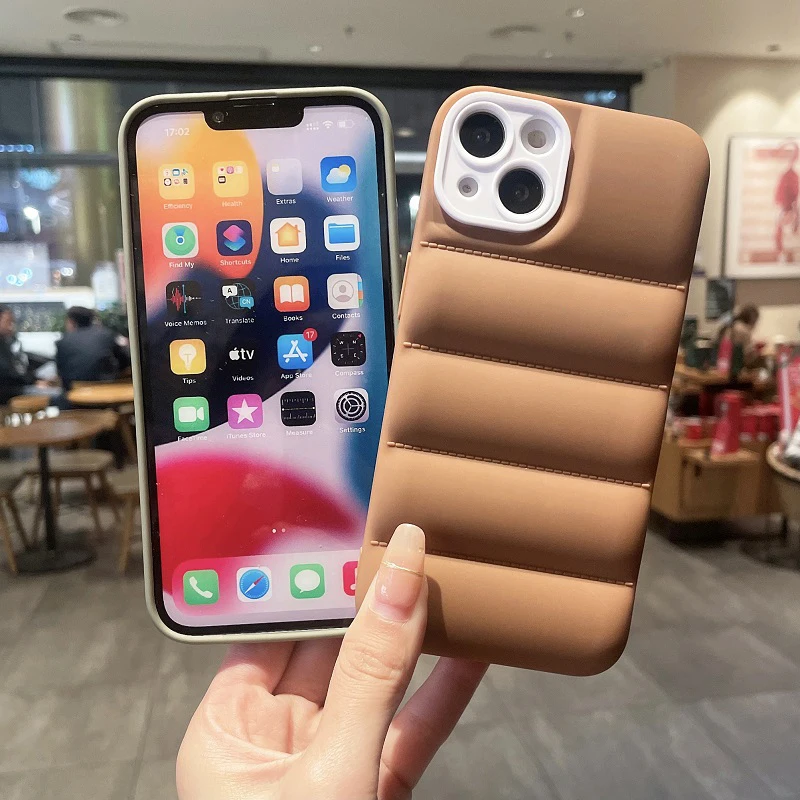 Fashion Down Jacket Case For iPhone 7 8 Plus Simple Matte Buffer Cover Soft TPU Mobile Phone Shell