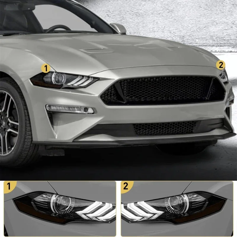 Headlight Side Marker Tint Vinyl Headlight Decal Pre-Cut Cover Overlay Cover Compatible for 2018-2021 Ford Mustang